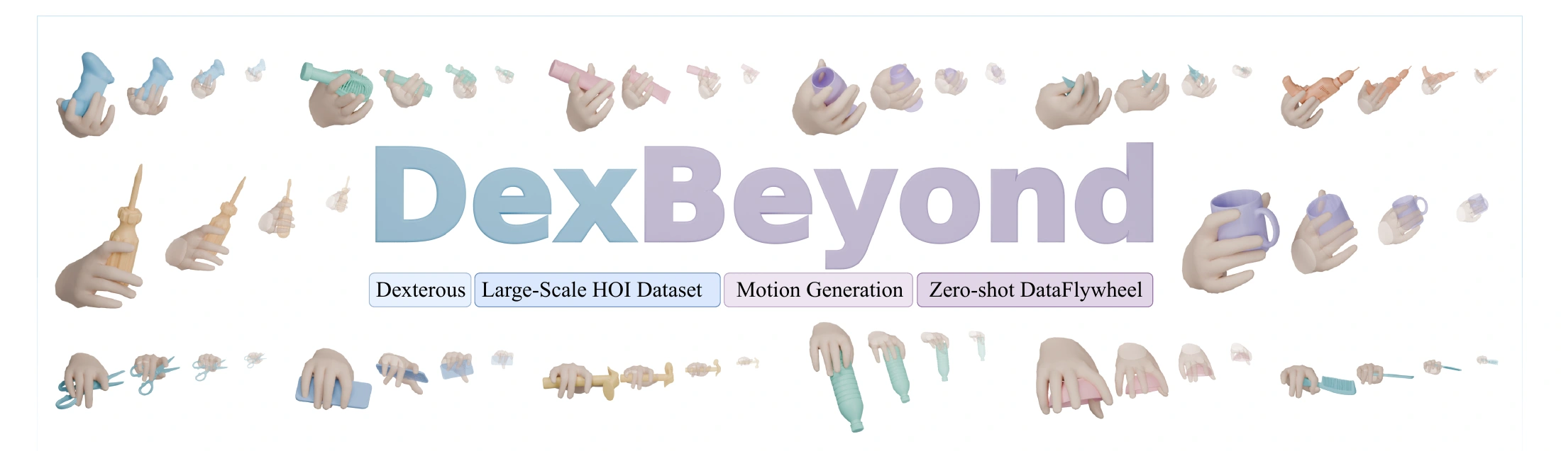 DexBeyond: diverse continuous hand-object interactions with tools, everyday objects, and geometric shapes